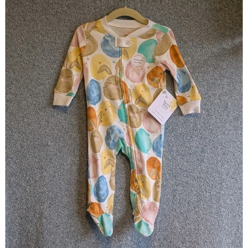 Burt's Bees Baby Size 3-6M Easter Friends Organic Cotton Footed Play Sleep Suit